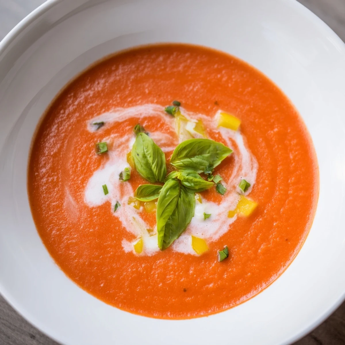 A creamy, flavorful spoonful of Comfort Soup, garnished with fresh basil for a bright finish.