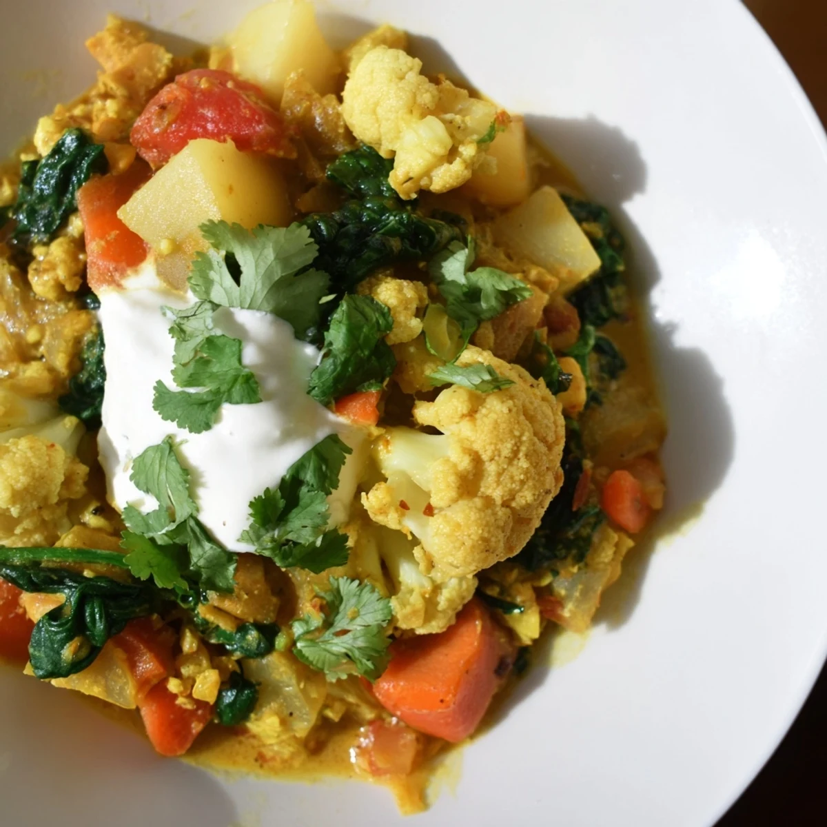 Savor the flavors of this hearty Waste-Free Vegetarian Curry, served with fluffy rice and fresh cilantro.