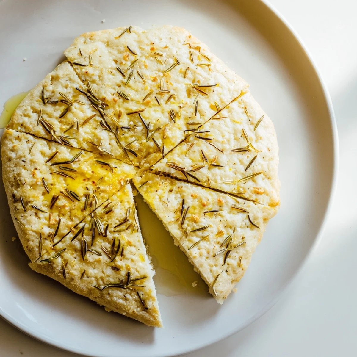 This rustic Yeast-Free Garlic and Rosemary Bannock Bread showcases visible rosemary flecks and a perfect, crusty exterior.