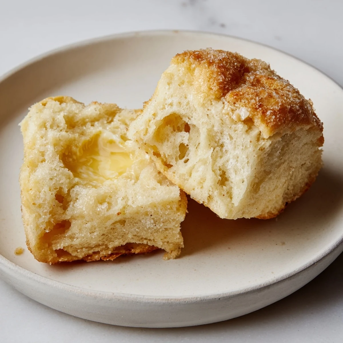 Freshly baked sheet pan English muffins sit on a rack, ready to be toasted.