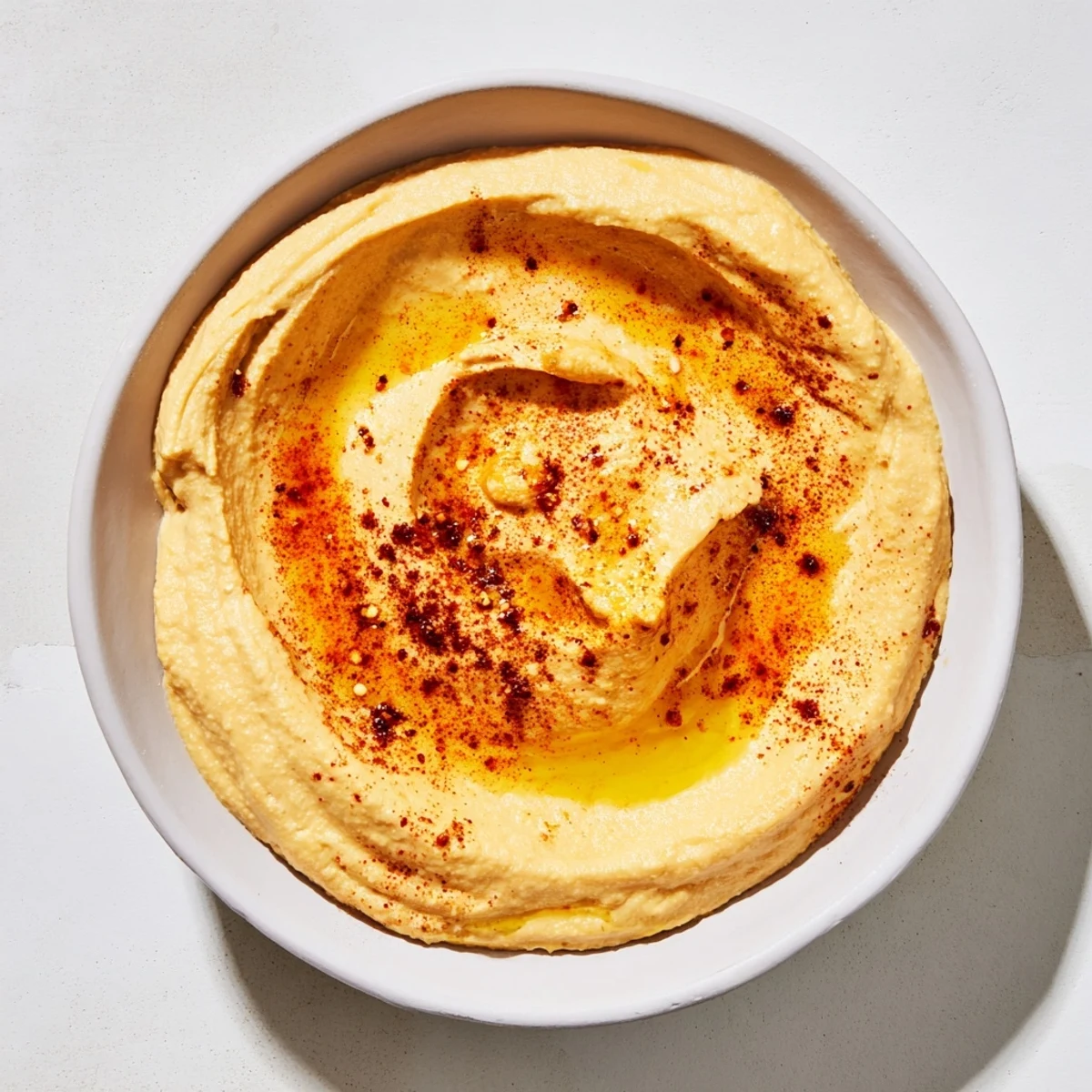 Freshly made 5-minute homemade hummus, with tahini and lemon juice, perfect for pita and vegetables.