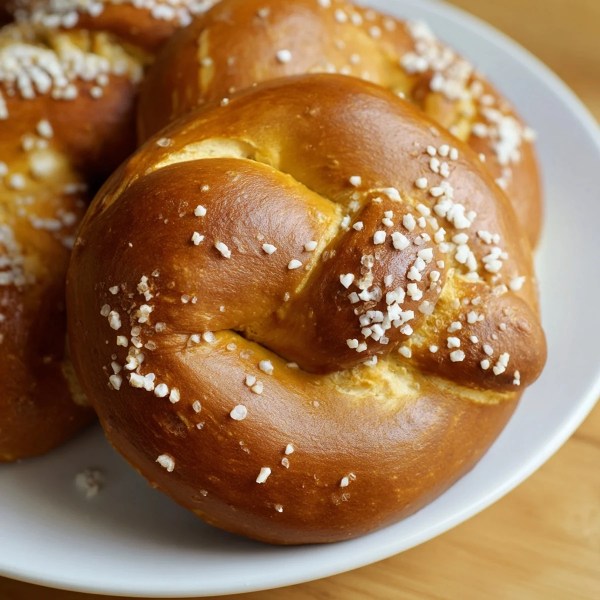 Golden, soft homemade pretzels with a crackly crust, perfect for sharing with dipping sauces.