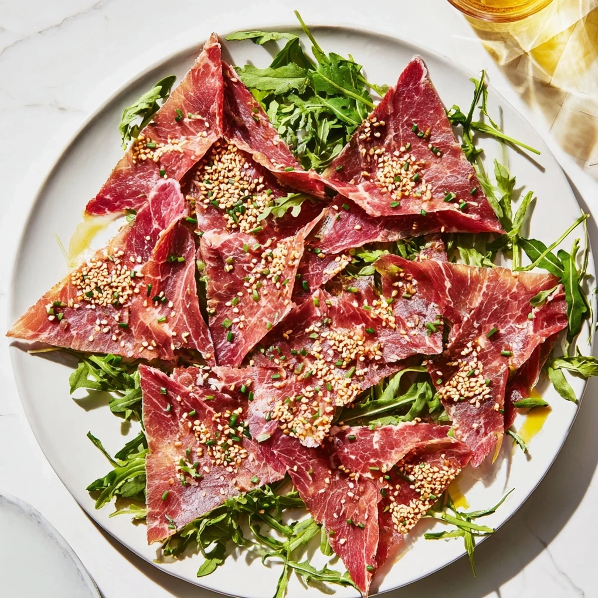 Delicate Origami Fold Beef Appetizer, showcasing intricate folds and flavorful, savory beef slices.