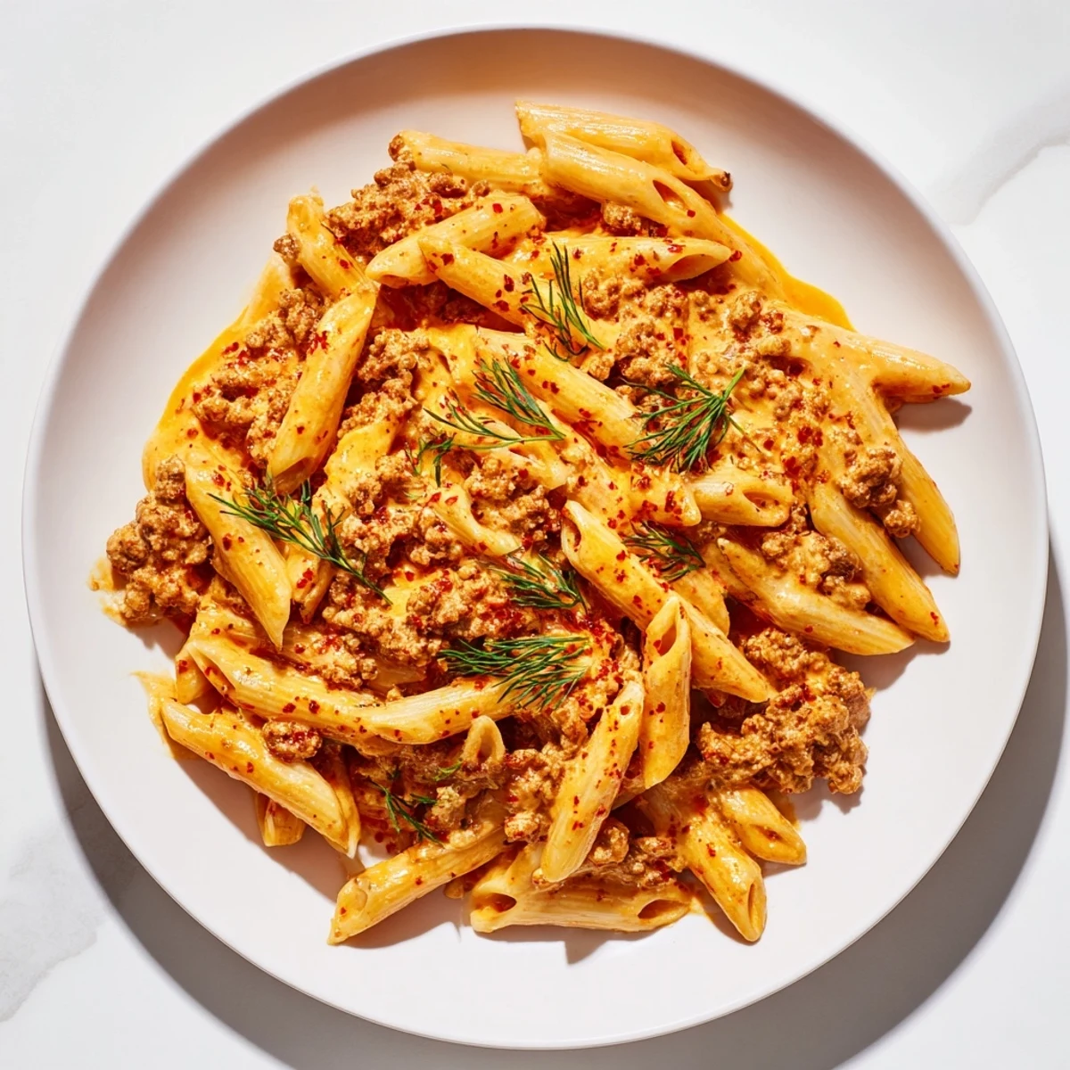 Delectable close-up of Turkish Pasta with Ground Turkey, its textures revealed, ready for your first flavorful bite.
