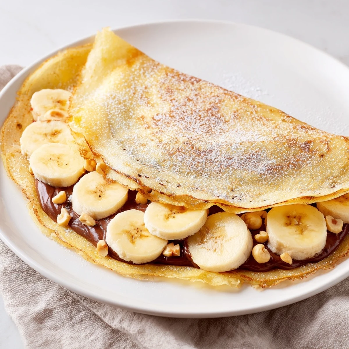 Crispy folded tortilla filled with sweet bananas and Nutella, a simple Banana Nutella Wrap dessert.