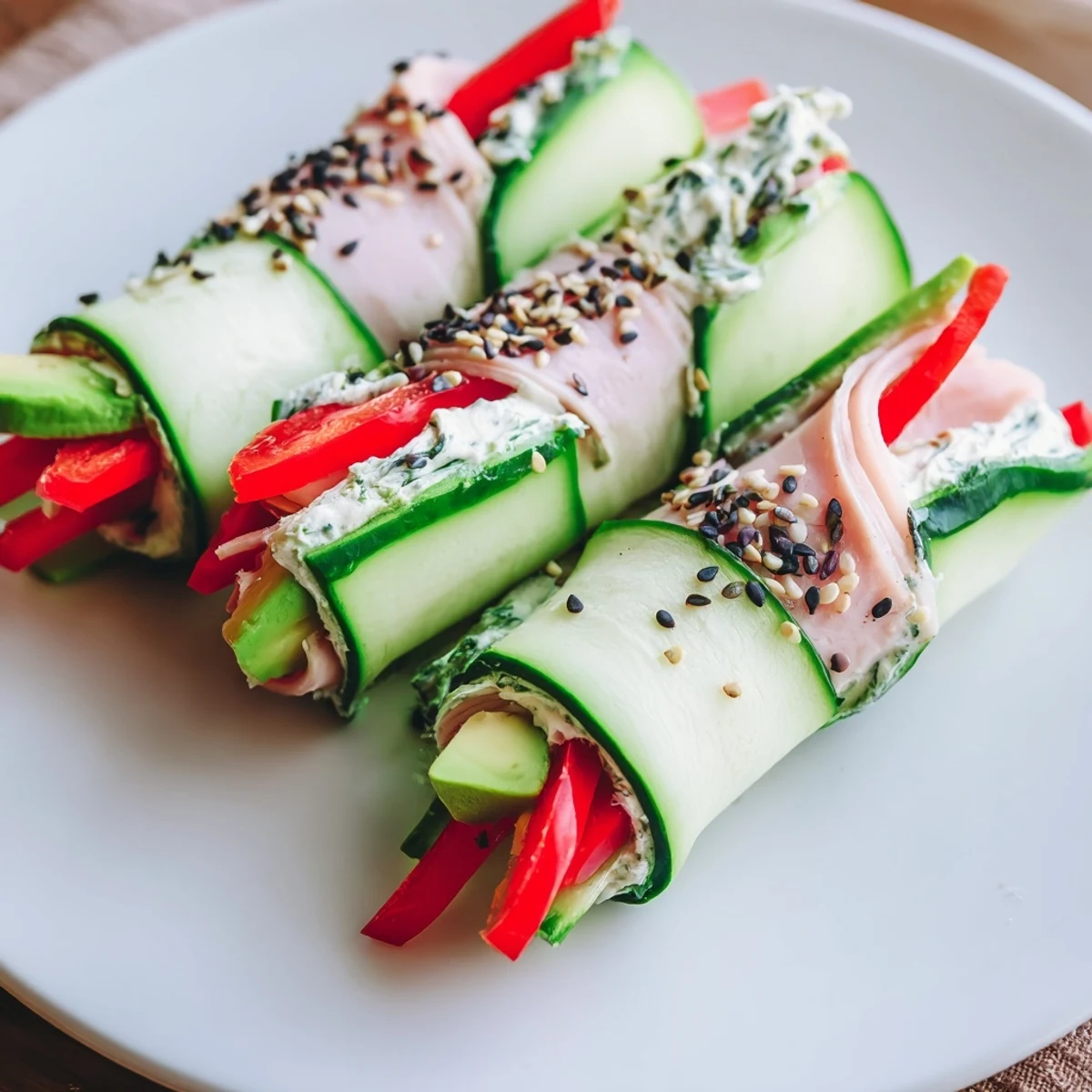Delectable Cucumber Roll-Ups: imagine the vibrant colors of fresh vegetables paired with deli flavors.