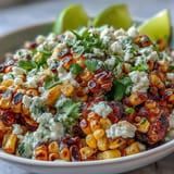 Creamy Mexican Street Corn Salad, featuring tangy lime dressing and fresh cilantro garnish.