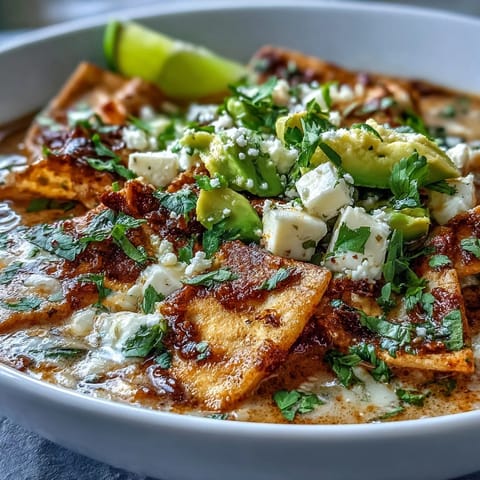 Steaming bowls of Sopa Azteca feature crispy fried tortilla strips in a rich, red chile tomato broth.