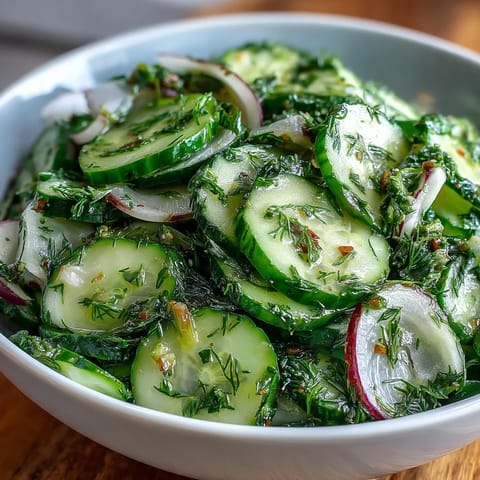 A vibrant cucumber radish salad with dill vinaigrette, bursting with fresh crunch and zesty flavor for spring dining.