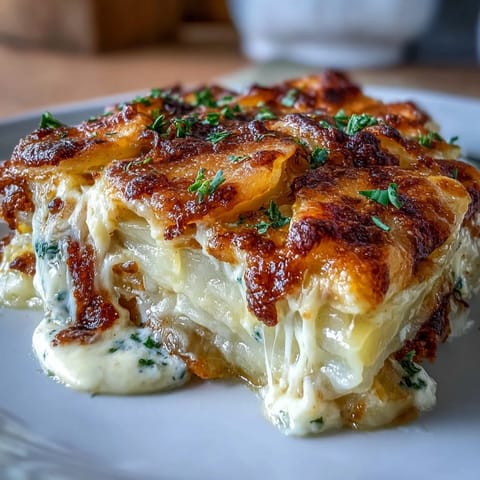 1. A golden-baked casserole of creamy scalloped potatoes layered with melted cheddar and mozzarella, perfect for holiday dinners.  