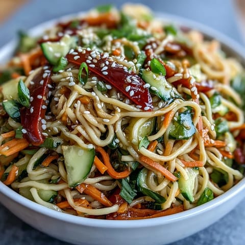 Enjoy this refreshing Cold Soba Noodle Salad with Sesame Ginger, a colorful, crisp, and flavorful dish.