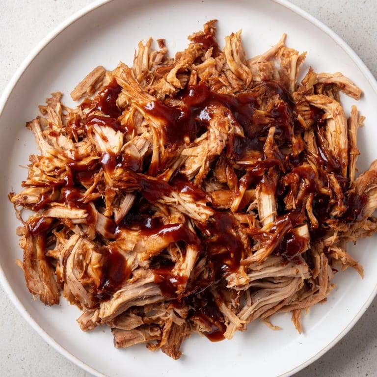 Juicy 5-Ingredient BBQ Pulled Pork, steaming in a slow cooker, with a rich, smoky barbecue sauce visible.
