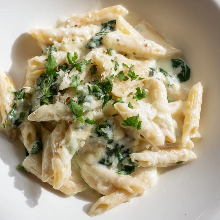 Hot, bubbly Magic Casserole: a one-pot meal with pasta, spinach, and melted cheese, perfect dinner.