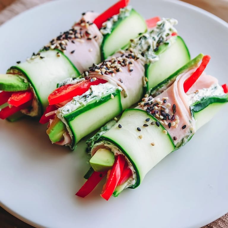 Delectable Cucumber Roll-Ups: imagine the vibrant colors of fresh vegetables paired with deli flavors.