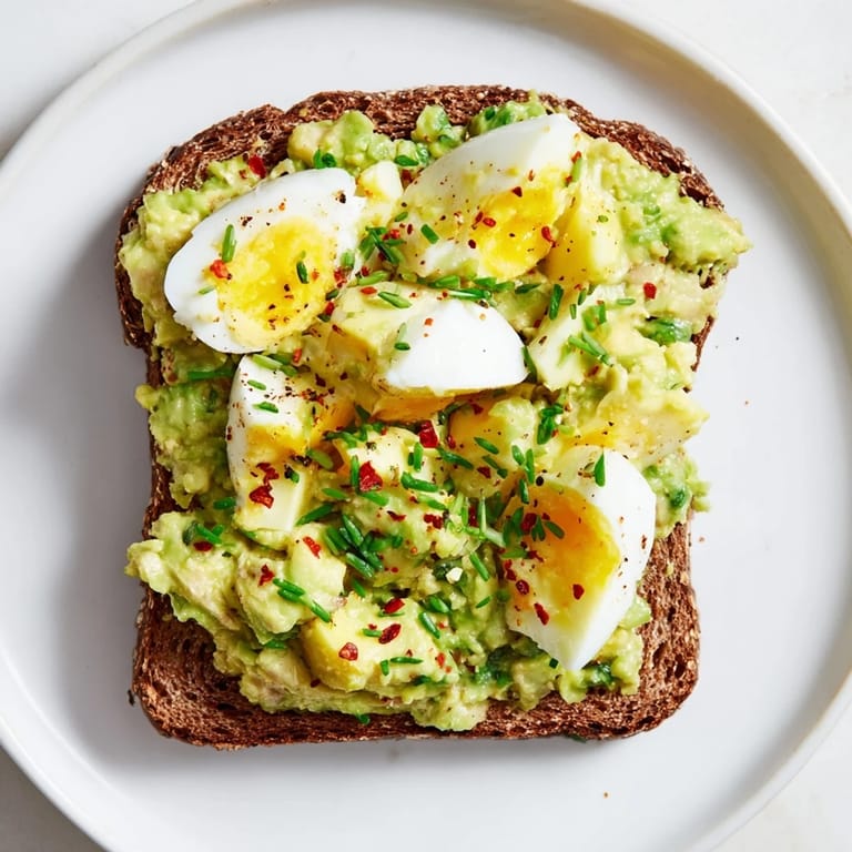 Vibrant photo showing fresh Avocado Egg Smash, a quick and easy American breakfast recipe.
