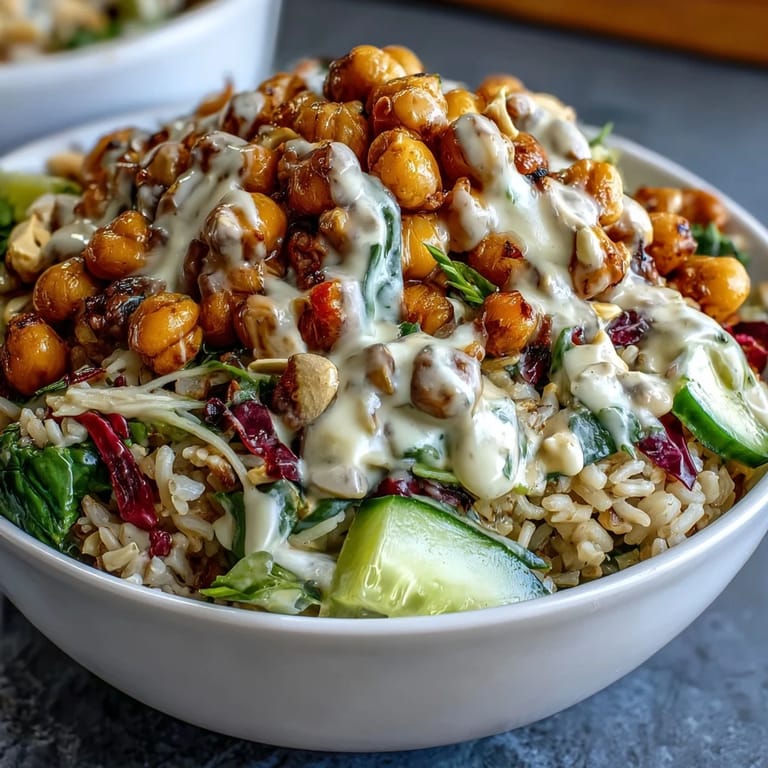 Appetizing Peanut Chickpea Rice Bowl served in a ceramic bowl, perfect for an easy vegan weeknight dinner with Asian-inspired fusion flavors.