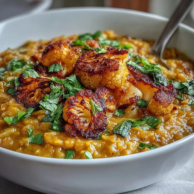 Enjoy this vibrant dhal with cumin-roasted cauliflower, perfect for any meal.