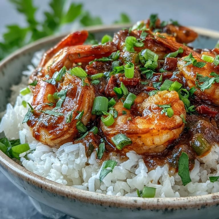 Spicy shrimp simmering in a rich, dark roux for a Classic New Orleans Étouffée dinner.