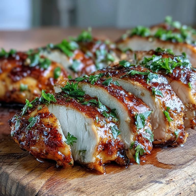 Freshly baked Oven Baked Chicken Breast served with roasted vegetables and a sprinkle of parsley.