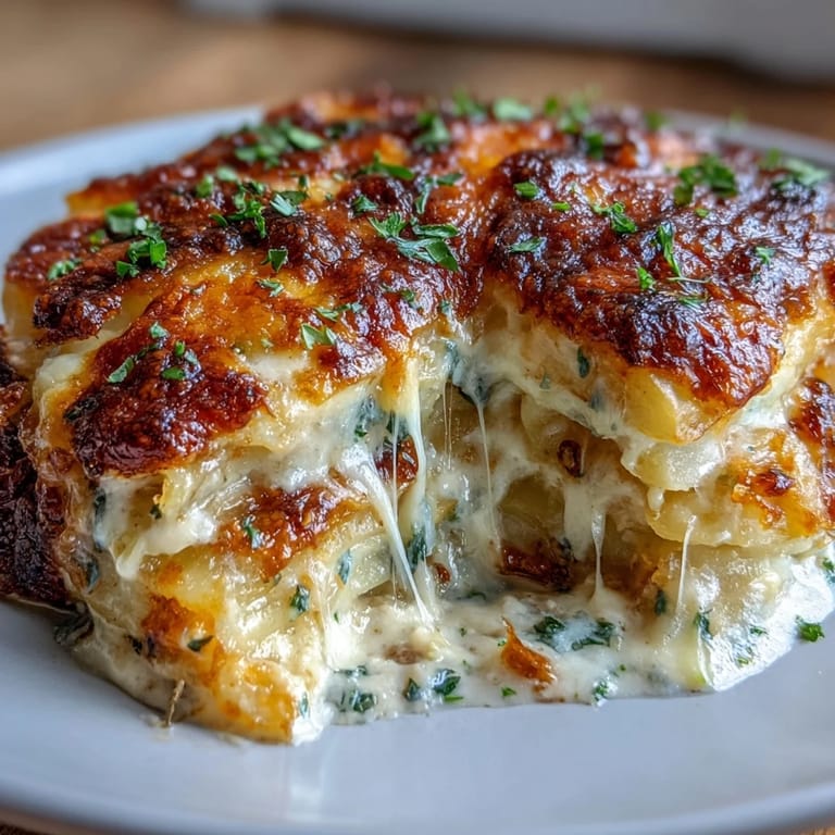 3. Mouthwatering scalloped potatoes, golden on top and bubbling with cheesy sauce, served as a comforting side dish.