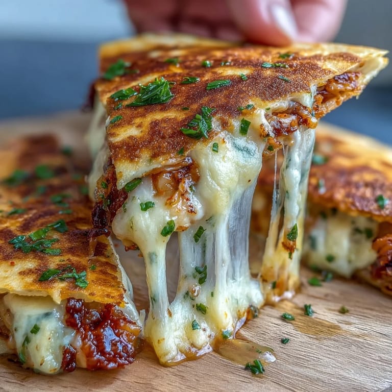Crispy, golden brown kimchi quesadillas perfect for dipping in sour cream.