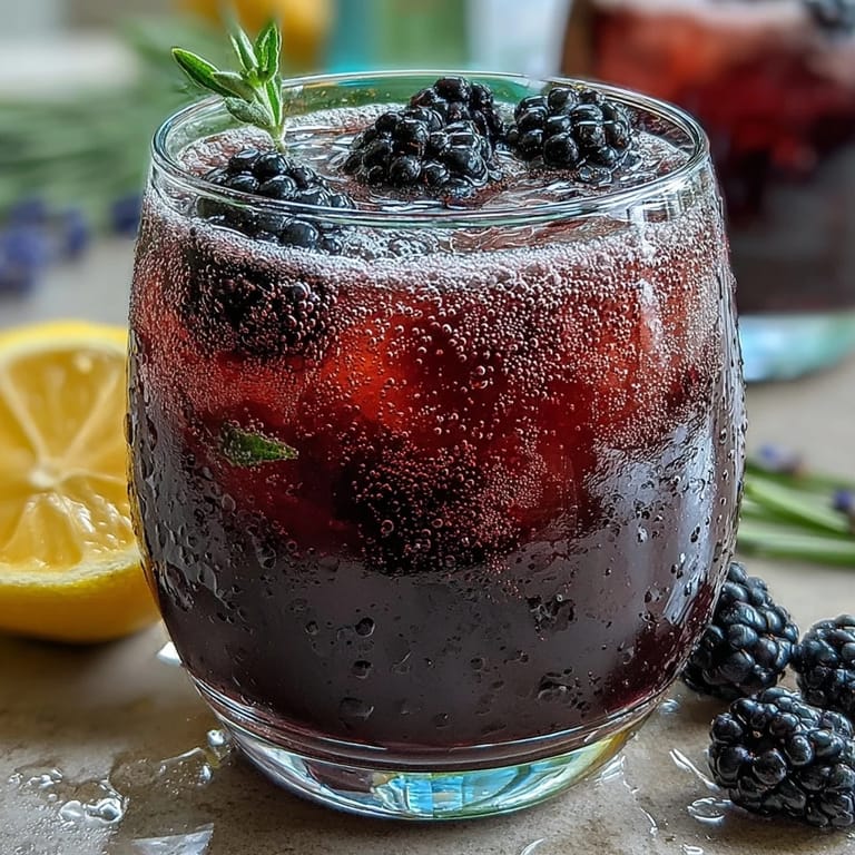Refreshing Blackberry Lavender Lemonade Fizz, ready for a garden party sip.