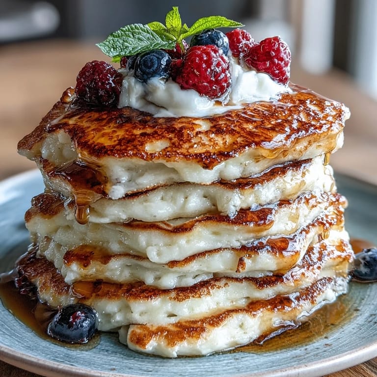 Golden Icelandic skyr pancakes, perfect for a high-protein breakfast treat.