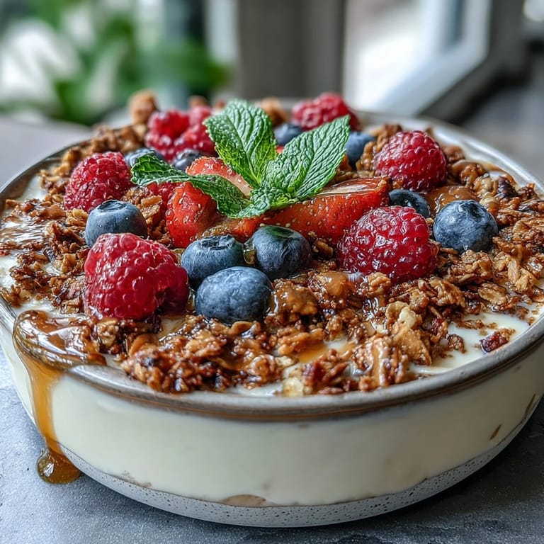 Vibrant Skyr Protein Smoothie Bowl bursting with colorful berries and satisfying granola texture.