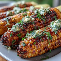 Smoky grilled corn dazzles with four vibrant herbed butters for a festive feast.